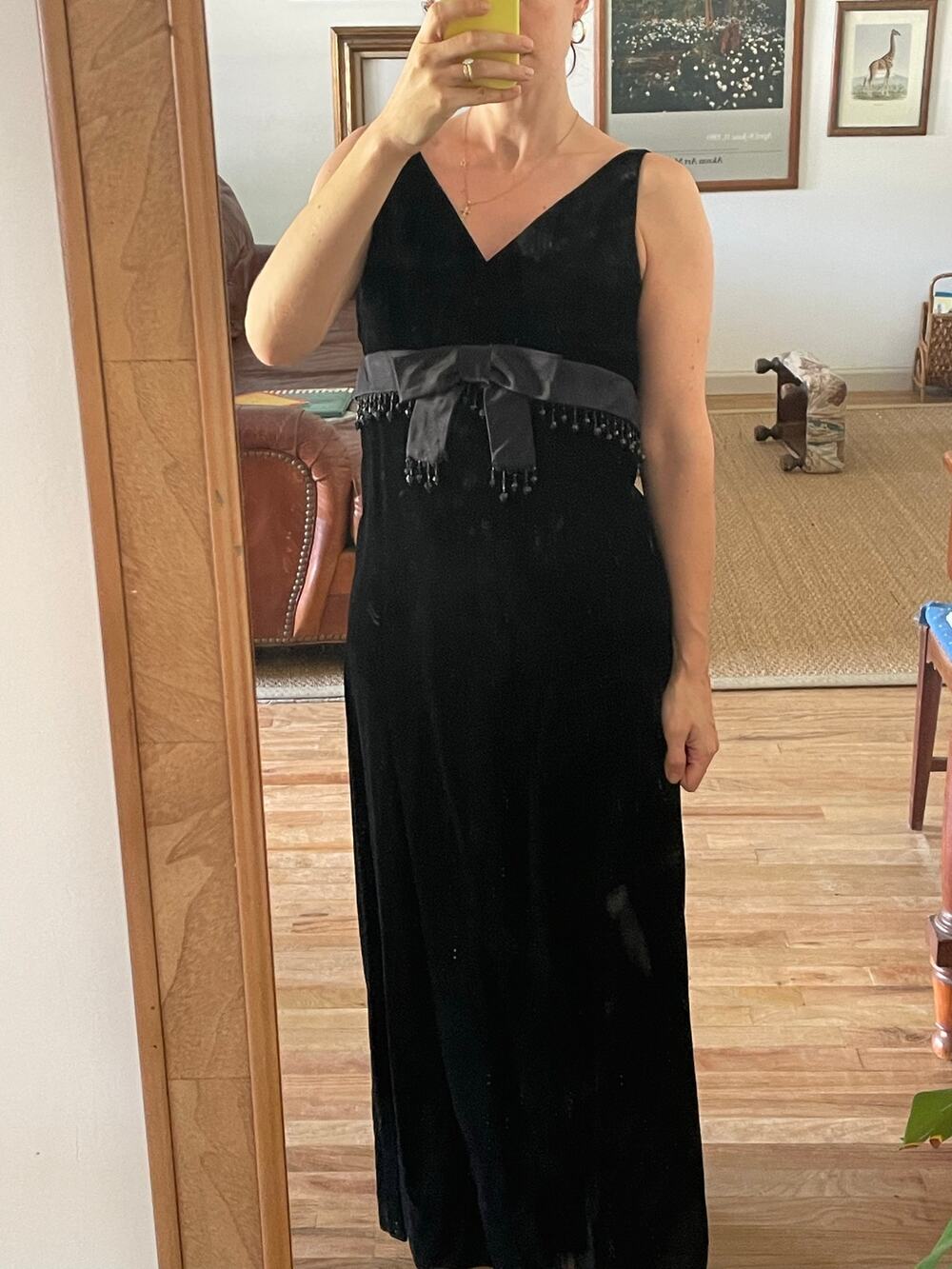 Vintage Neiman Marcus Velvet Column Gown with Bow